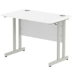 Office furniture impulse-100mm-straight-desk-cantilever-leg Dynamic  Silver Colour White 