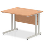 Office furniture impulse-100mm-straight-desk-cantilever-leg Dynamic  Silver Colour Oak 