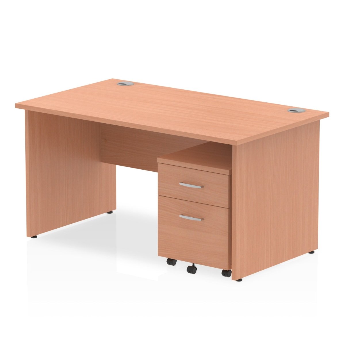 Office furniture impulse-panel-end-straight-desk-with-mobile-pedestal Dynamic  Beech Desk Colour 140 Wide