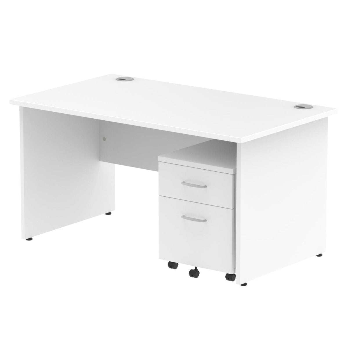 Office furniture impulse-panel-end-straight-desk-with-mobile-pedestal Dynamic  White Desk Colour 140 Wide