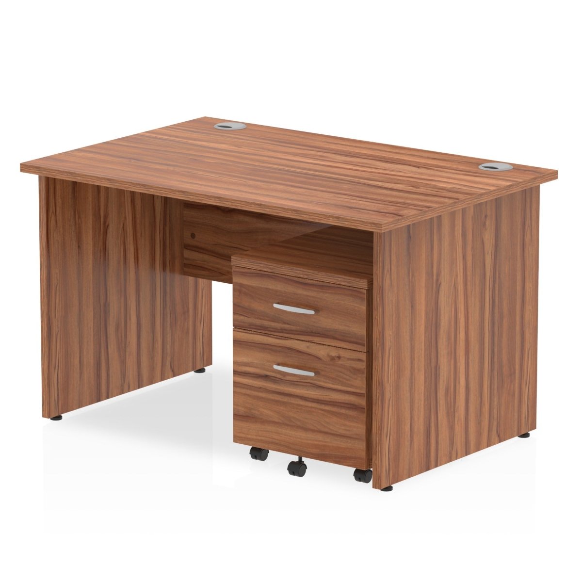 Office furniture impulse-panel-end-straight-desk-with-mobile-pedestal Dynamic  Walnut Desk Colour 120 Wide