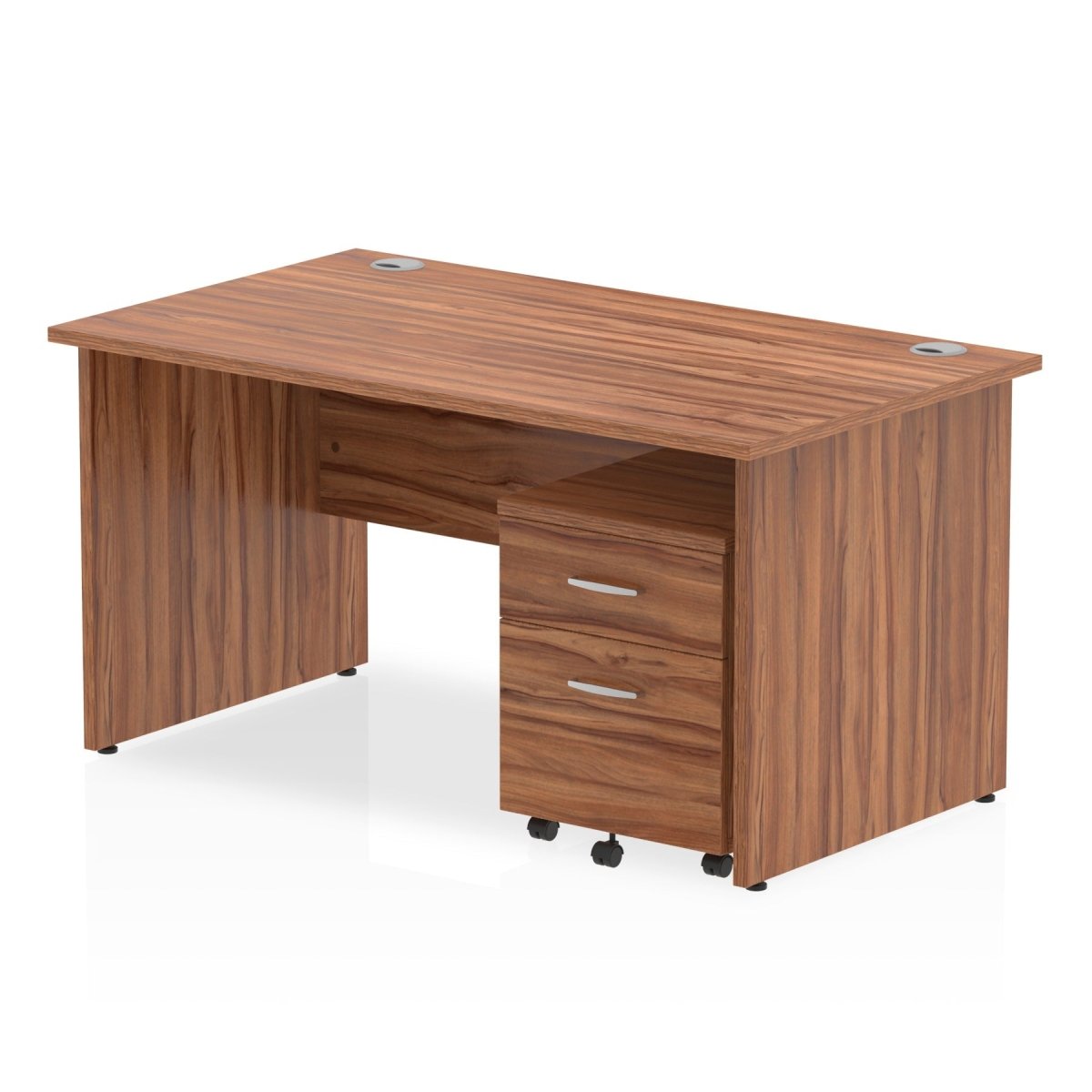 Office furniture impulse-panel-end-straight-desk-with-mobile-pedestal Dynamic  Walnut Desk Colour 140 Wide