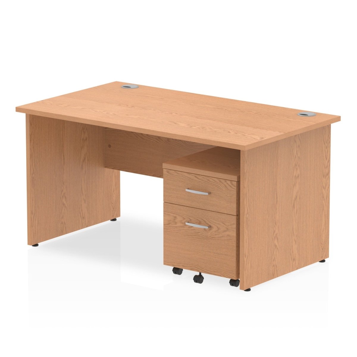 Office furniture impulse-panel-end-straight-desk-with-mobile-pedestal Dynamic  Oak Desk Colour 140 Wide