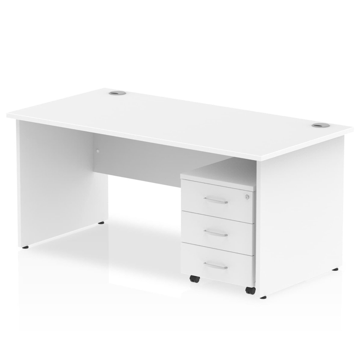 Office furniture impulse-panel-end-straight-desk-with-mobile-pedestal Dynamic  White Desk Colour 160 Wide
