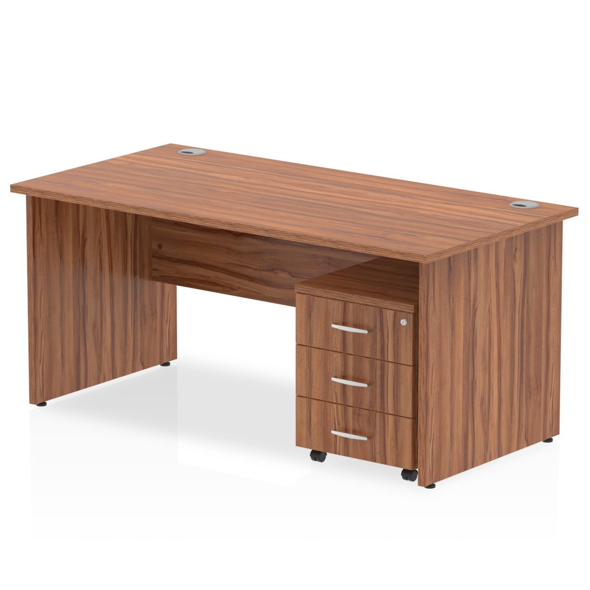Office furniture impulse-panel-end-straight-desk-with-mobile-pedestal Dynamic  Walnut Desk Colour 160 Wide