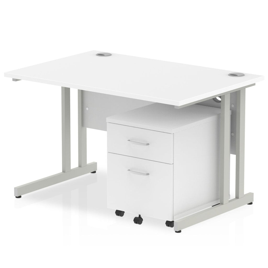 Office furniture impulse-120cm-cantilever-straight-desk-with-mobile-pedestal Dynamic  Oak 2 Drawer   White