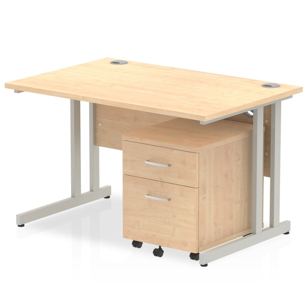 Office furniture impulse-120cm-cantilever-straight-desk-with-mobile-pedestal Dynamic  Maple 3 Drawer   White