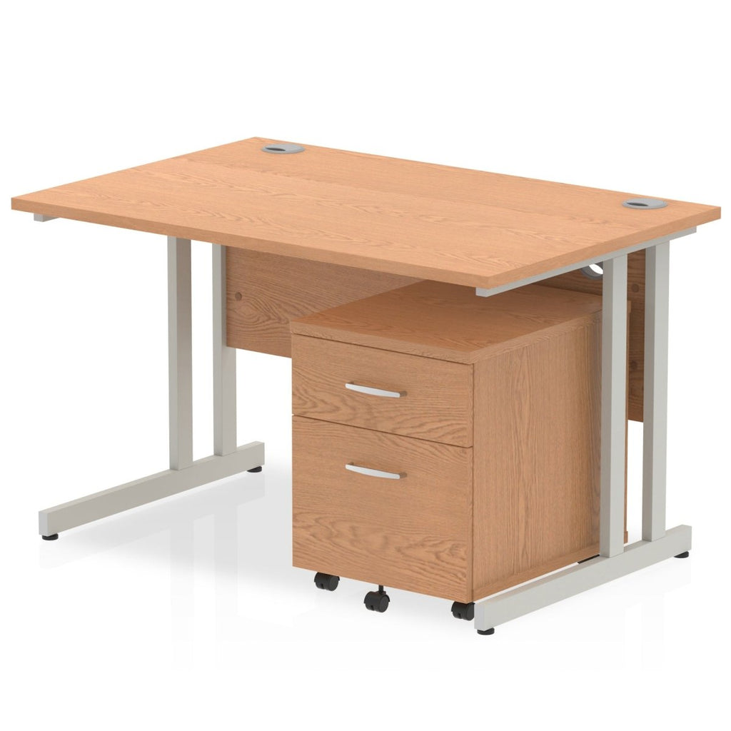 Office furniture impulse-120cm-cantilever-straight-desk-with-mobile-pedestal Dynamic  White 2 Drawer   Silver