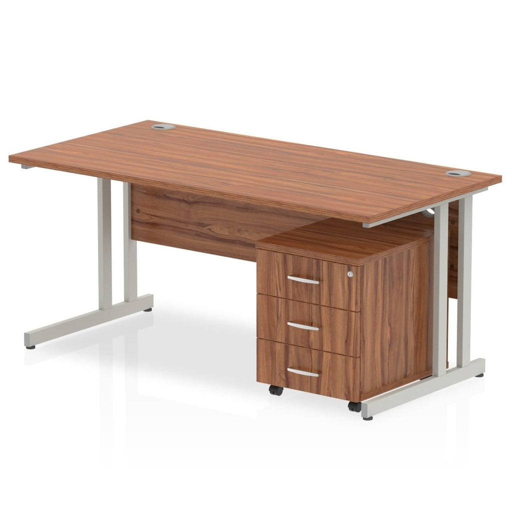 Office furniture impulse-120cm-cantilever-straight-desk-with-mobile-pedestal Dynamic  Grey Oak 2 Drawer   White