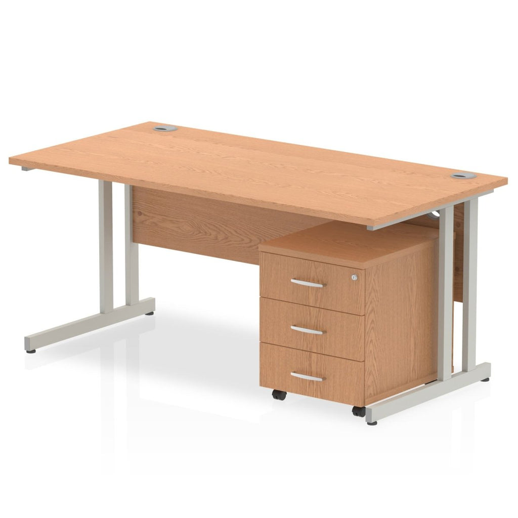 Office furniture impulse-120cm-cantilever-straight-desk-with-mobile-pedestal Dynamic  Grey Oak 3 Drawer   Silver