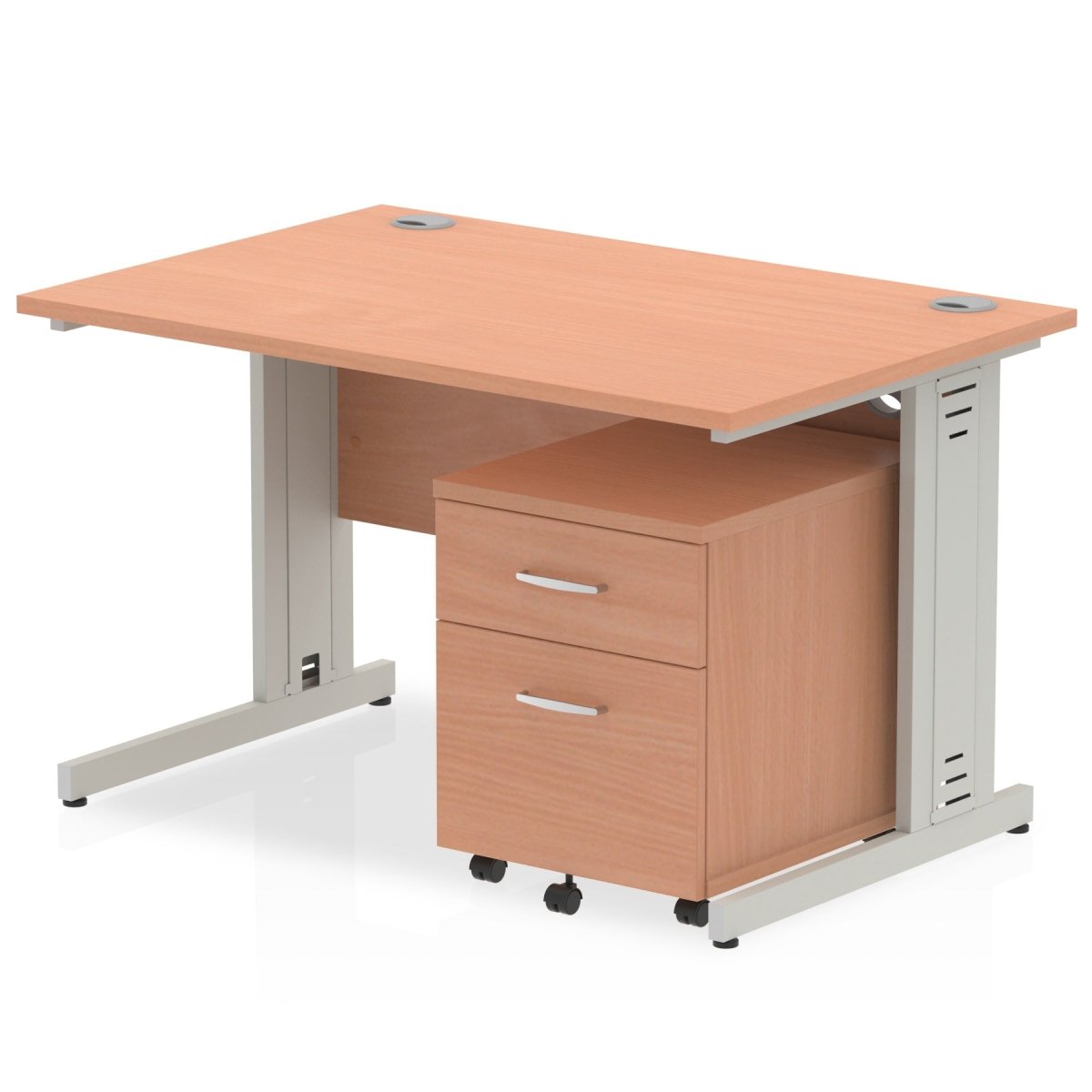Office furniture impulse-120cm-cantilever-straight-desk-with-mobile-pedestal Dynamic  Walnut 2 Drawer   White