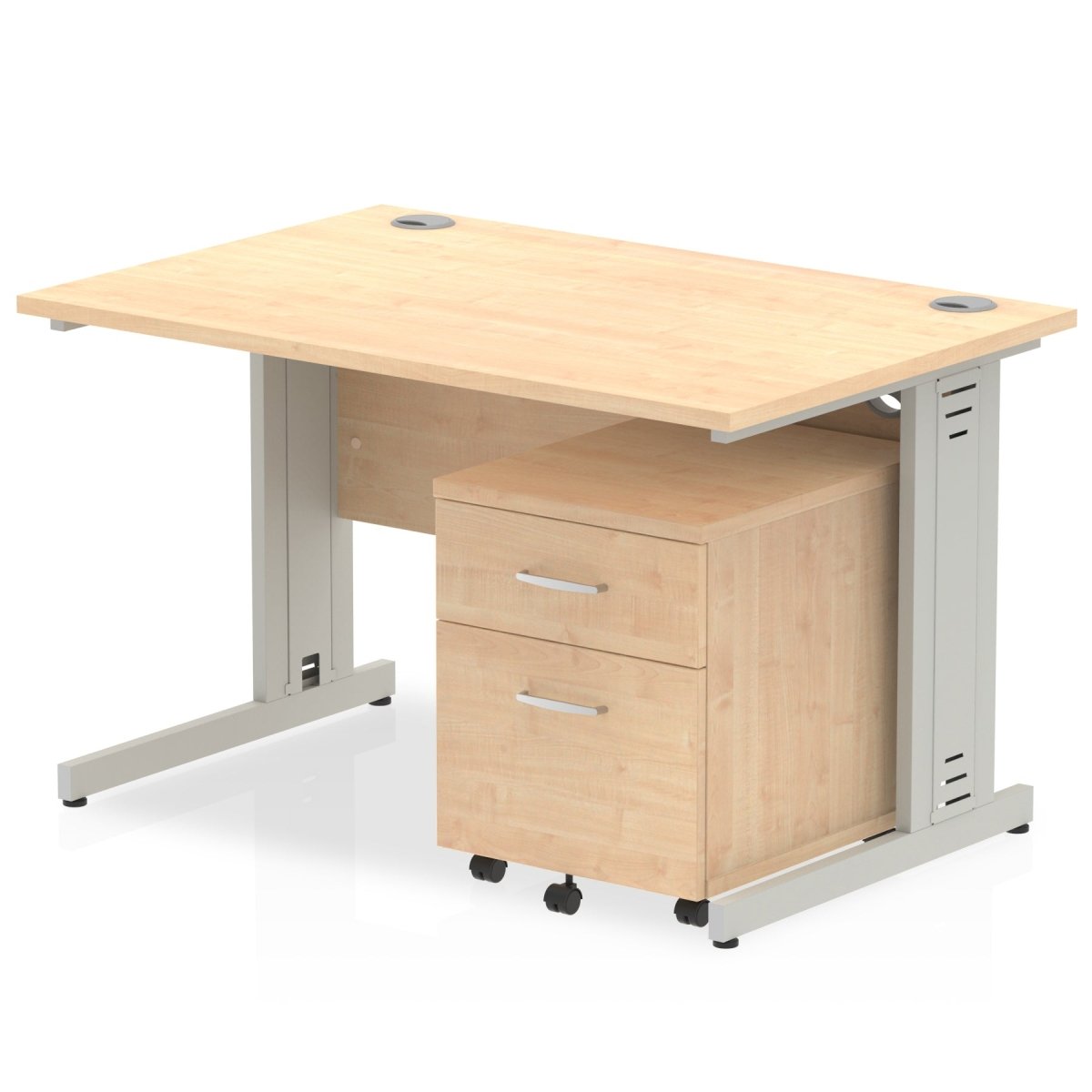 Office furniture impulse-120cm-cantilever-straight-desk-with-mobile-pedestal Dynamic  White 2 Drawer   White