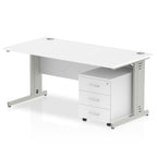 Office furniture impulse-120cm-cantilever-straight-desk-with-mobile-pedestal Dynamic  Maple 3 Drawer   White