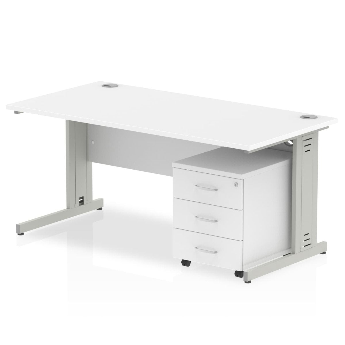 Office furniture impulse-120cm-cantilever-straight-desk-with-mobile-pedestal Dynamic  Maple 3 Drawer   White
