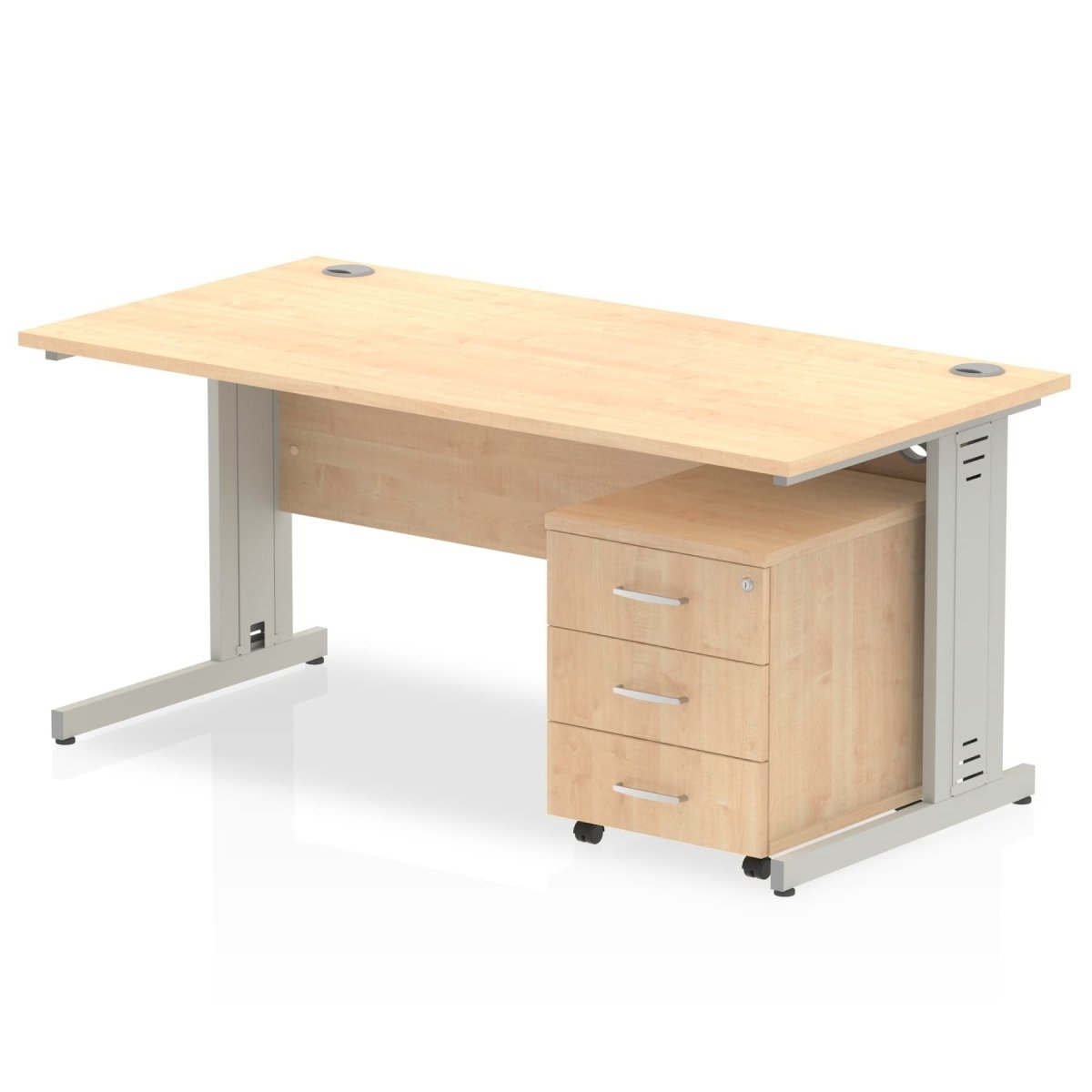 Office furniture impulse-120cm-cantilever-straight-desk-with-mobile-pedestal Dynamic  Beech 2 Drawer   White