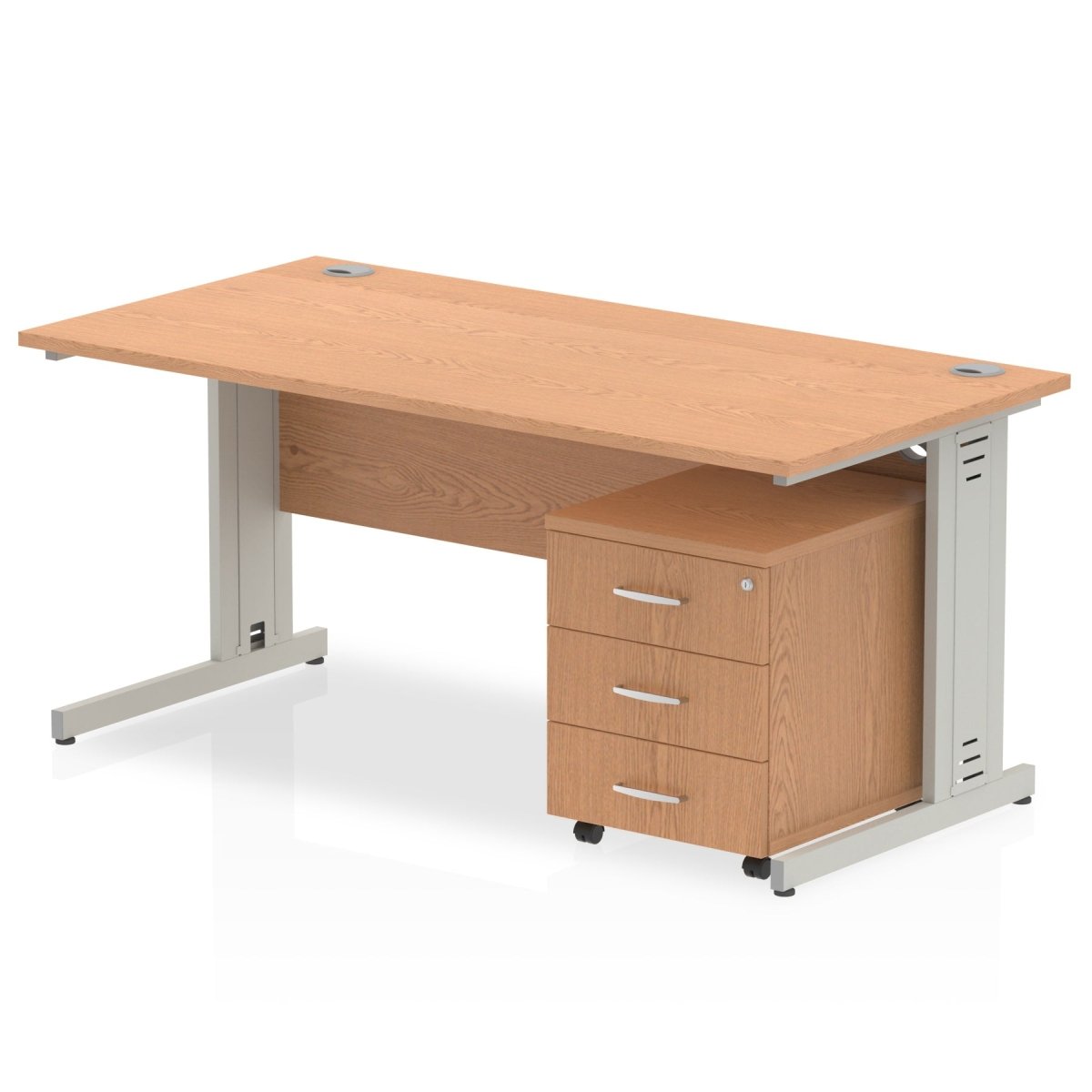 Office furniture impulse-120cm-cantilever-straight-desk-with-mobile-pedestal Dynamic  Maple 3 Drawer   Silver