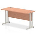Office Desk Impulse 140cm Slimline Desk Cantilever Leg Silver Colour Beech 