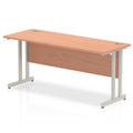 Office Desk Impulse 160cm Slimline Desk Cantilever Leg Silver Colour Beech 
