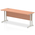 Office Desk Impulse 180cm Slimline Desk Cantilever Leg Silver Colour Beech 