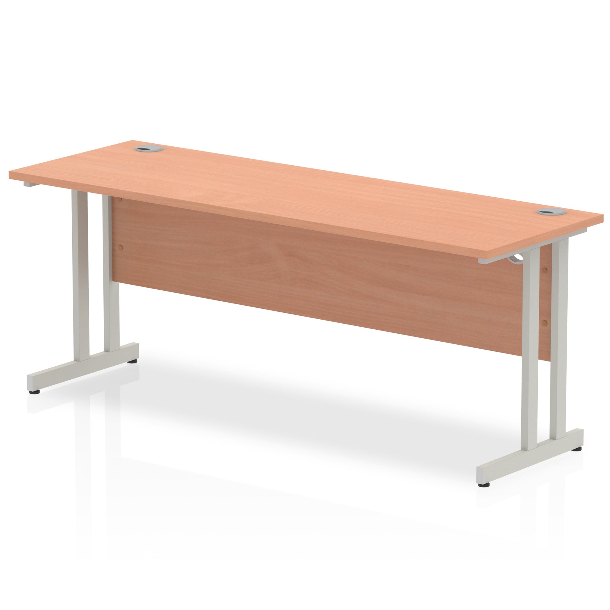 Office Desk Impulse 180cm Slimline Desk Cantilever Leg Silver Colour Beech 