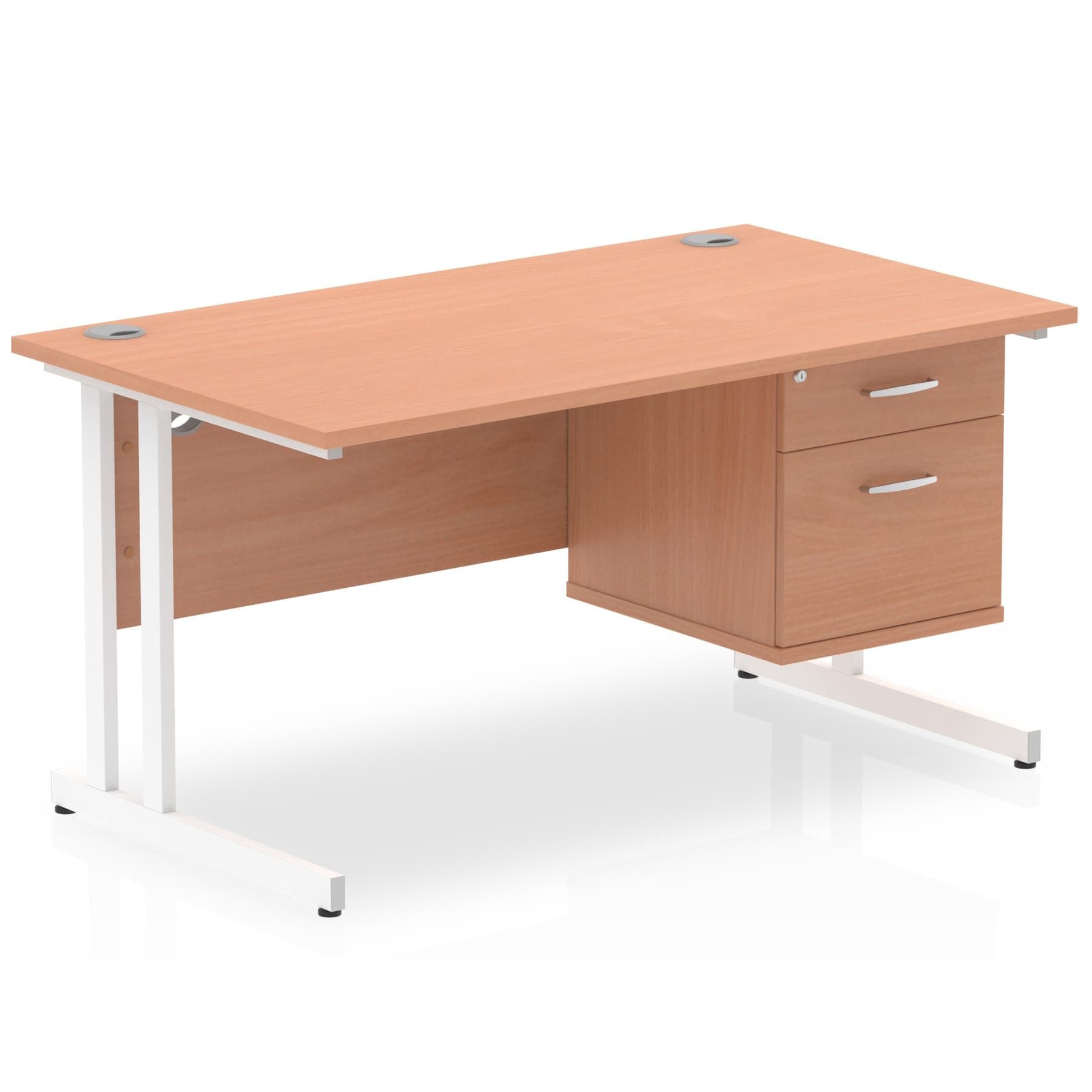 Office furniture impulse-cantilever-straight-desk-white-frame-with-fixed-pedestal Dynamic  BEECH 140 Wide 2 Drawer