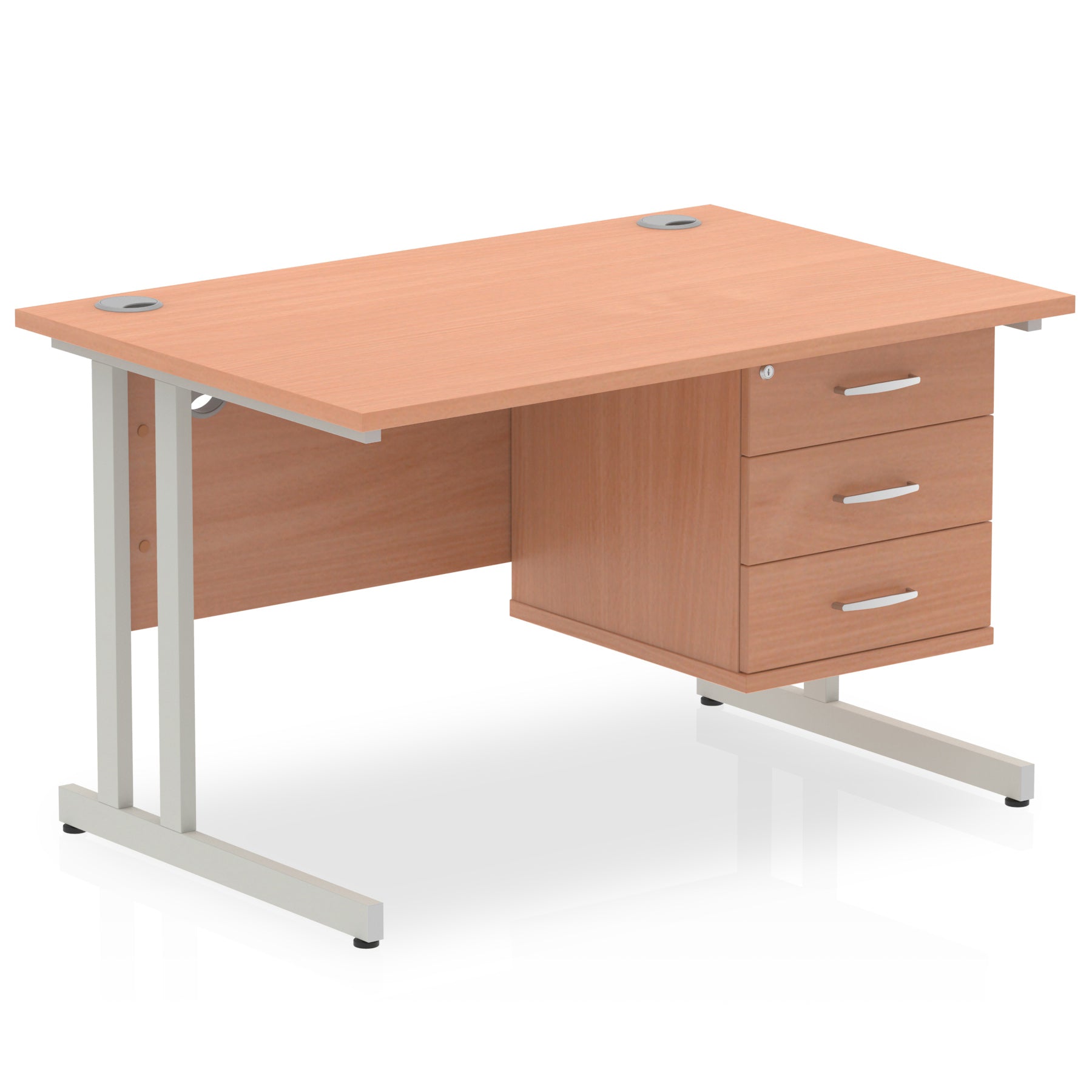 Office furniture impulse-cantilever-straight-desk-silver-frame-with-fixed-pedestal Dynamic  BEECH 120 Wide 3 Drawer