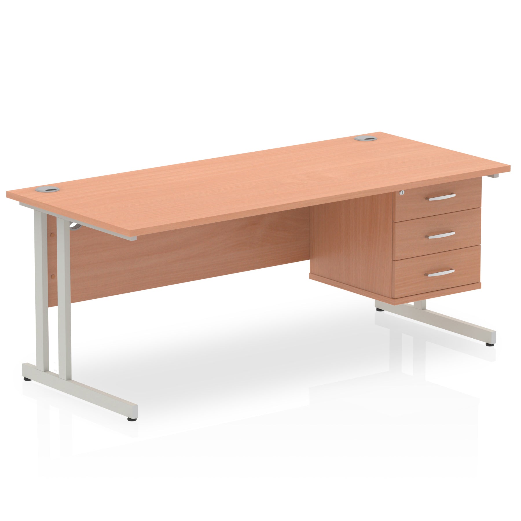 impulse-cantilever-straight-desk-silver-frame-with-fixed-pedestal Dynamic  WHITE 160 Wide 2 Drawer & 3 Drawer