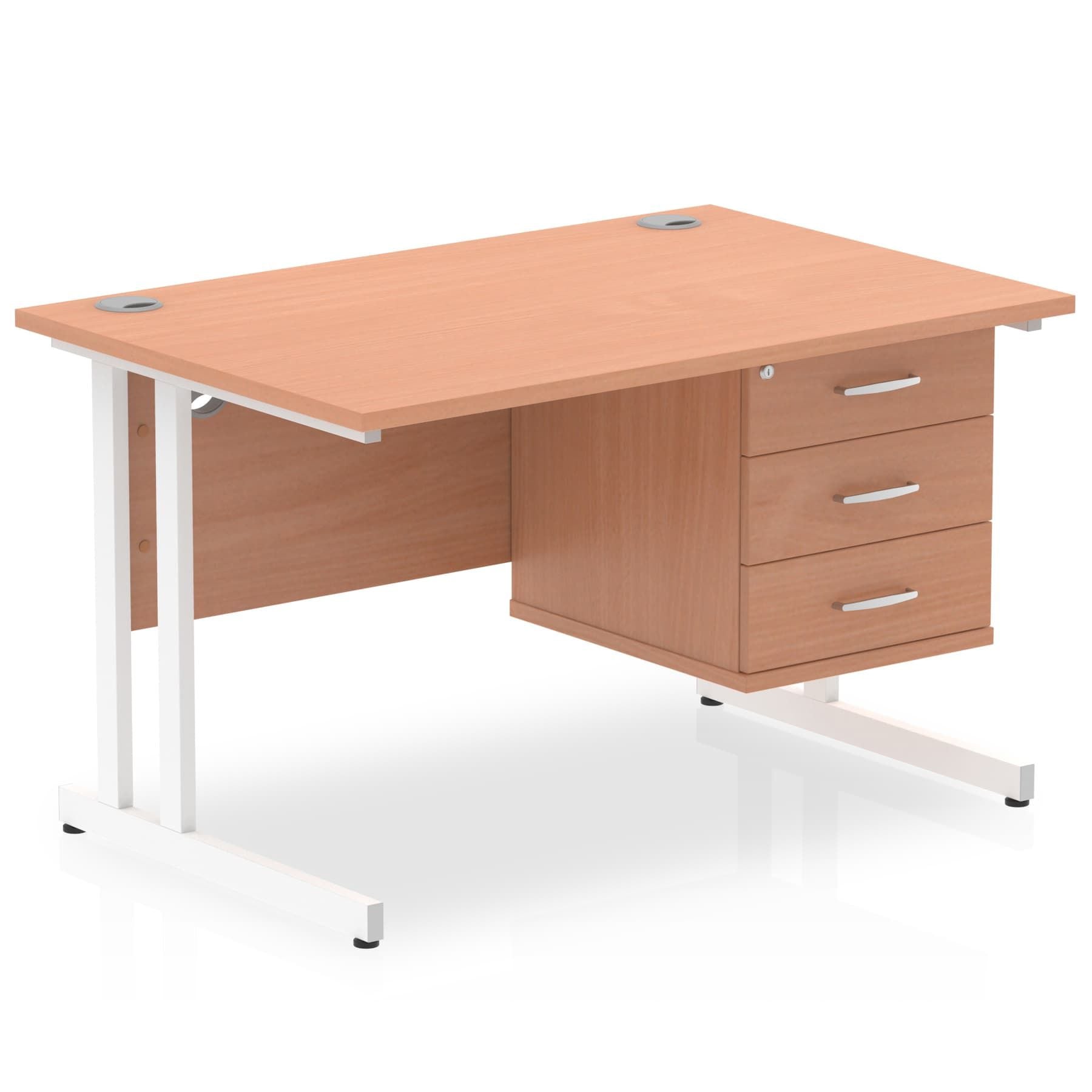 Office furniture impulse-cantilever-straight-desk-white-frame-with-fixed-pedestal Dynamic  BEECH 120 Wide 3 Drawer