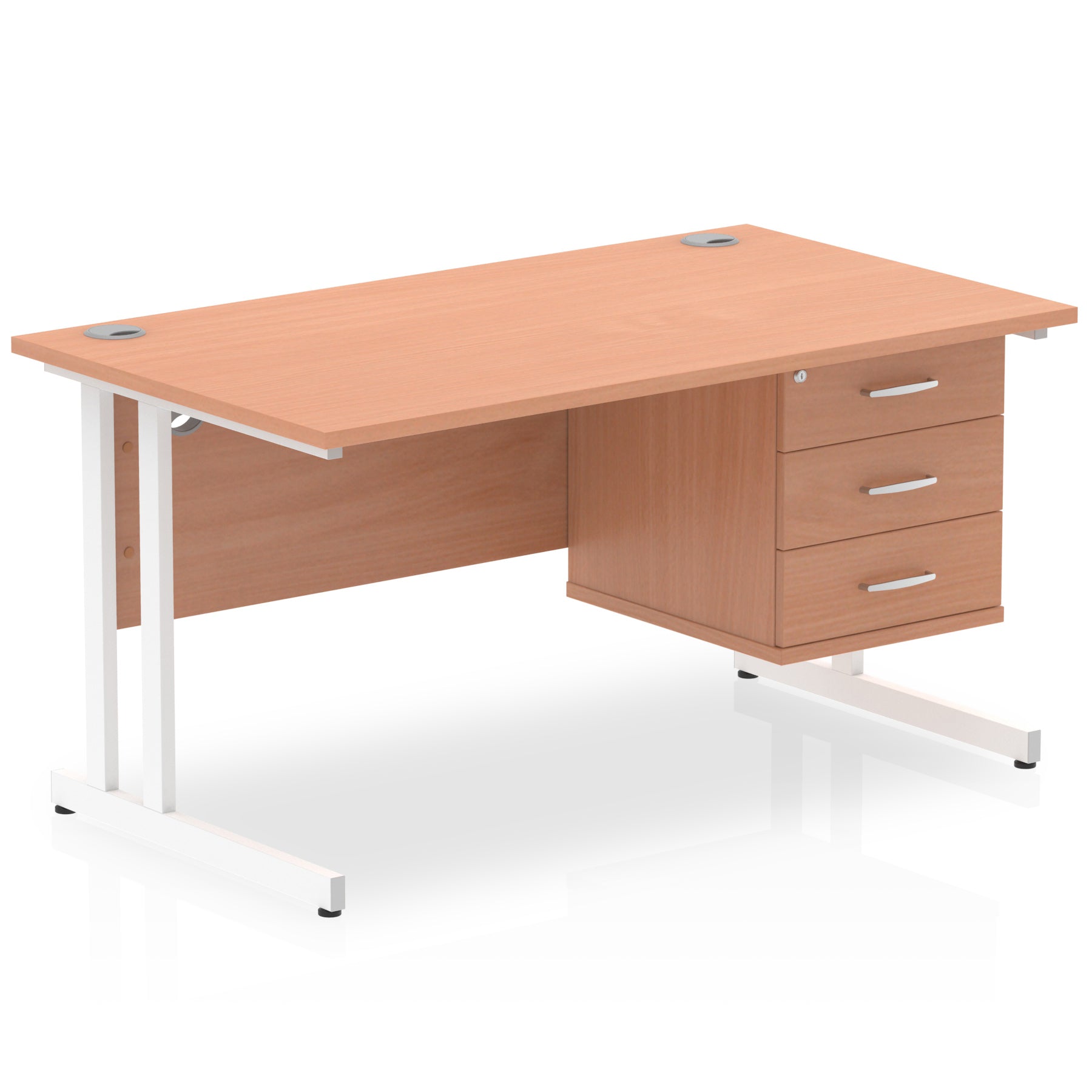 Office furniture impulse-cantilever-straight-desk-white-frame-with-fixed-pedestal Dynamic  BEECH 140 Wide 3 Drawer