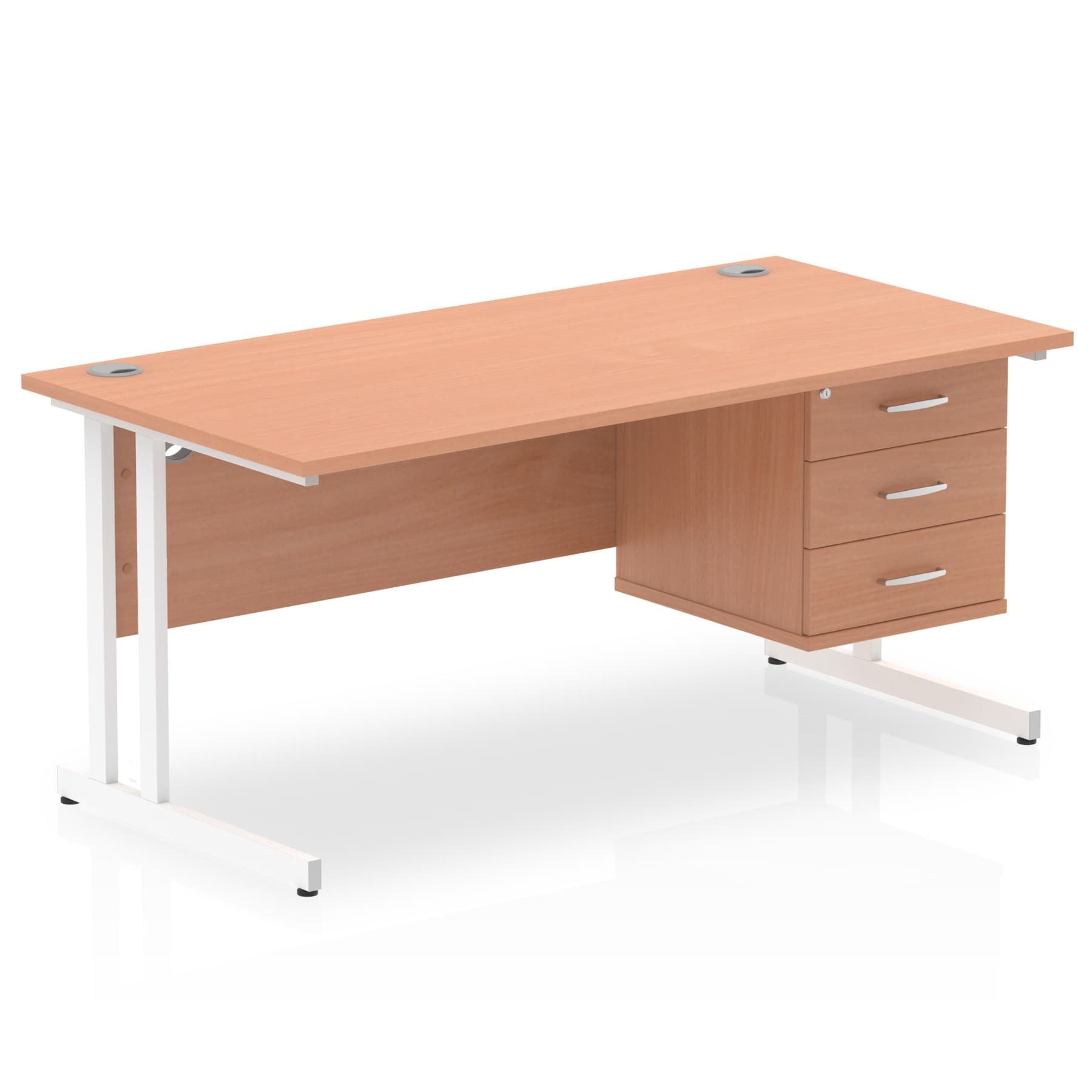 Office furniture impulse-cantilever-straight-desk-white-frame-with-fixed-pedestal Dynamic  BEECH 160 Wide 3 Drawer