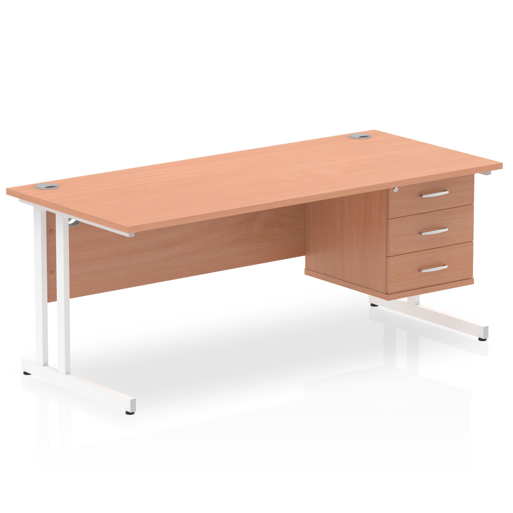 Office furniture impulse-cantilever-straight-desk-white-frame-with-fixed-pedestal Dynamic  WHITE 160 Wide 2 Drawer