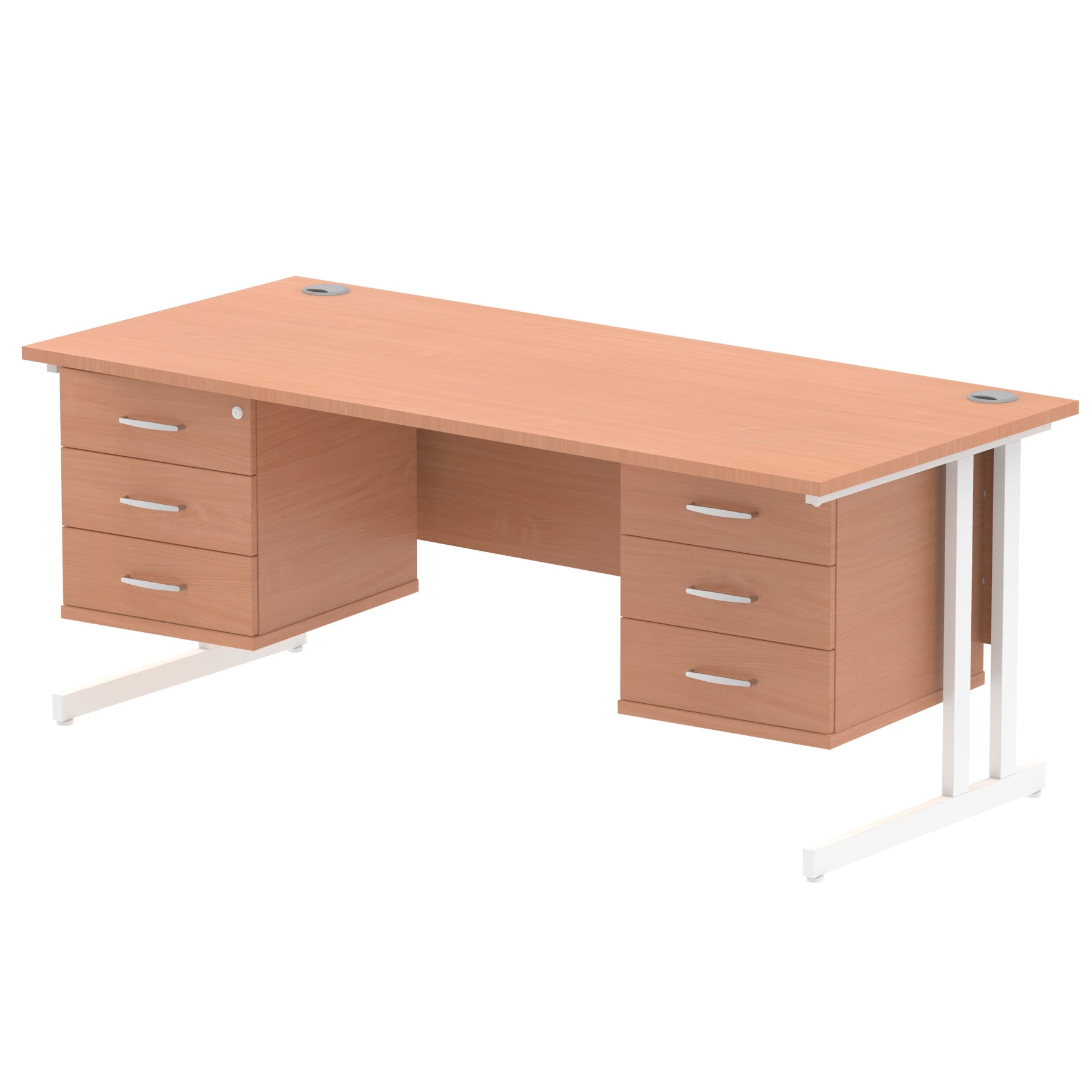 Office furniture impulse-cantilever-straight-desk-white-frame-with-fixed-pedestal Dynamic  WHITE 160 Wide 3 Drawer