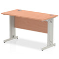 Office Desk Impulse 120cm Slimline Desk Cable Managed Leg Silver Colour Beech 
