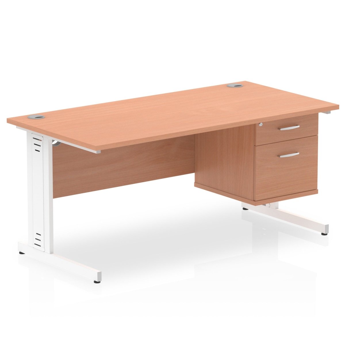 Office furniture impulse-160mm-cable-managed-straight-desk-with-fixed-pedestal Dynamic  BEECH Desk Colour 3 Drawer x2 