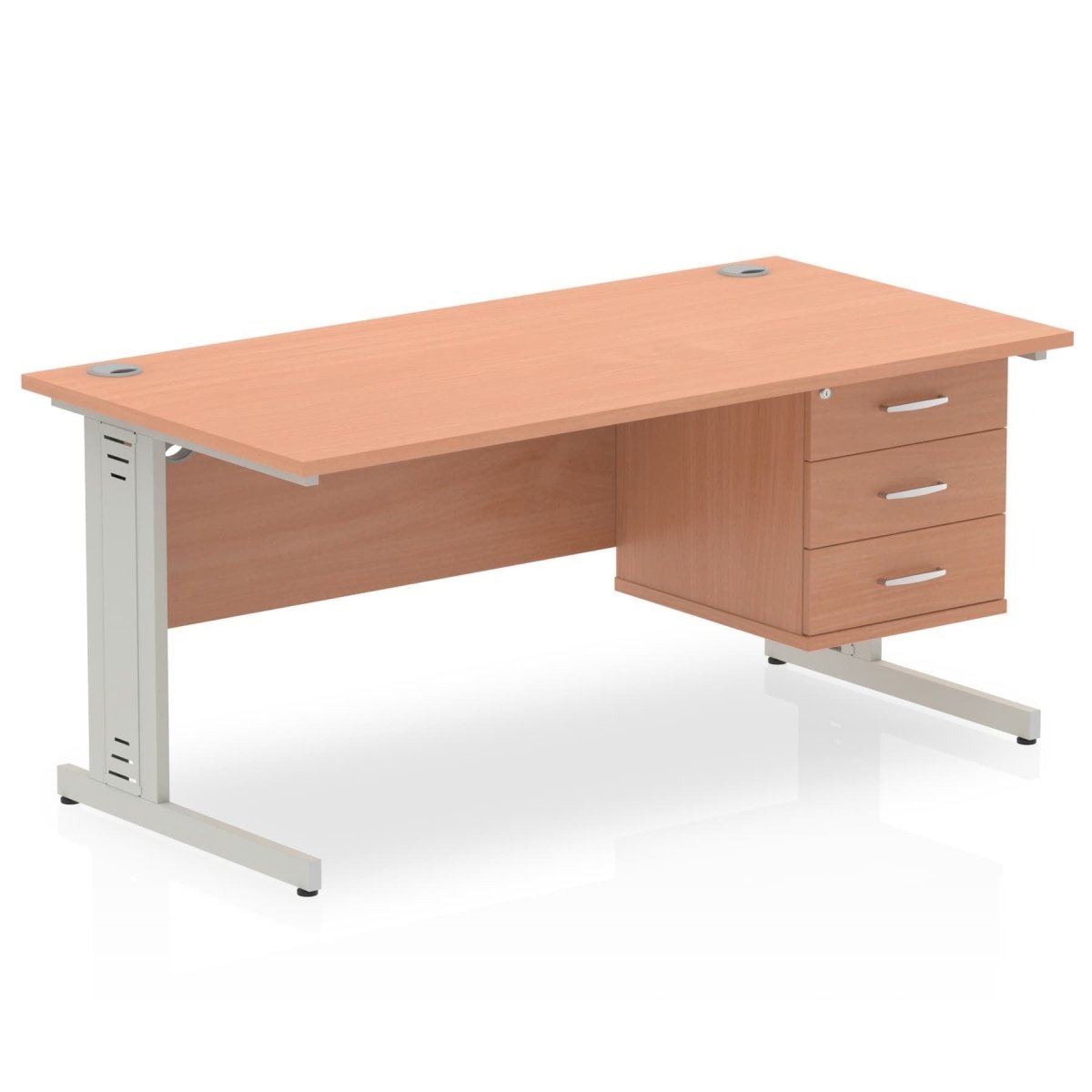 Office furniture impulse-160mm-cable-managed-straight-desk-with-fixed-pedestal Dynamic  BEECH Desk Colour 3 Drawer 
