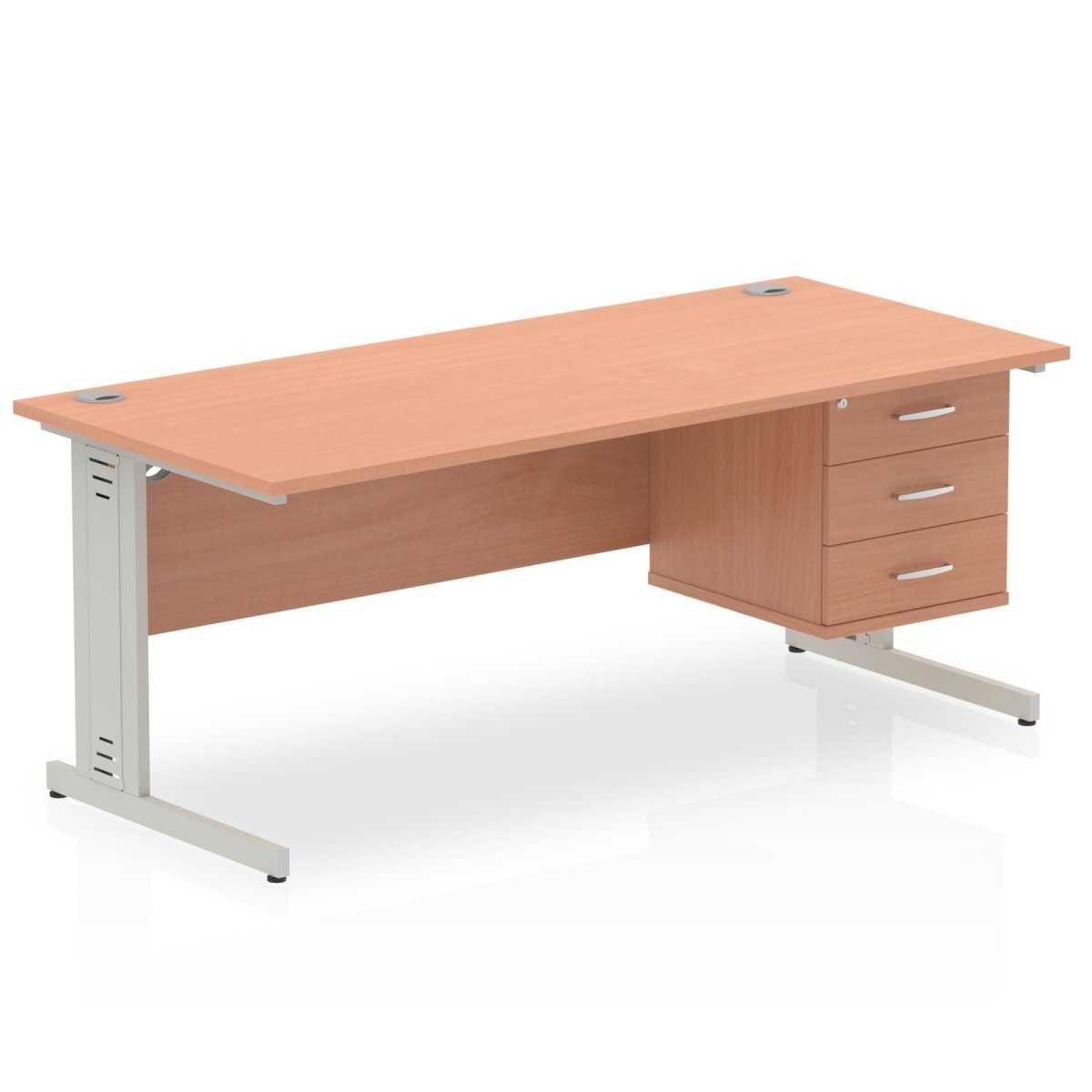 Office furniture impulse-180mm-cable-managed-straight-desk-with-fixed-pedestal Dynamic  BEECH Desk Colour 2 Drawer 
