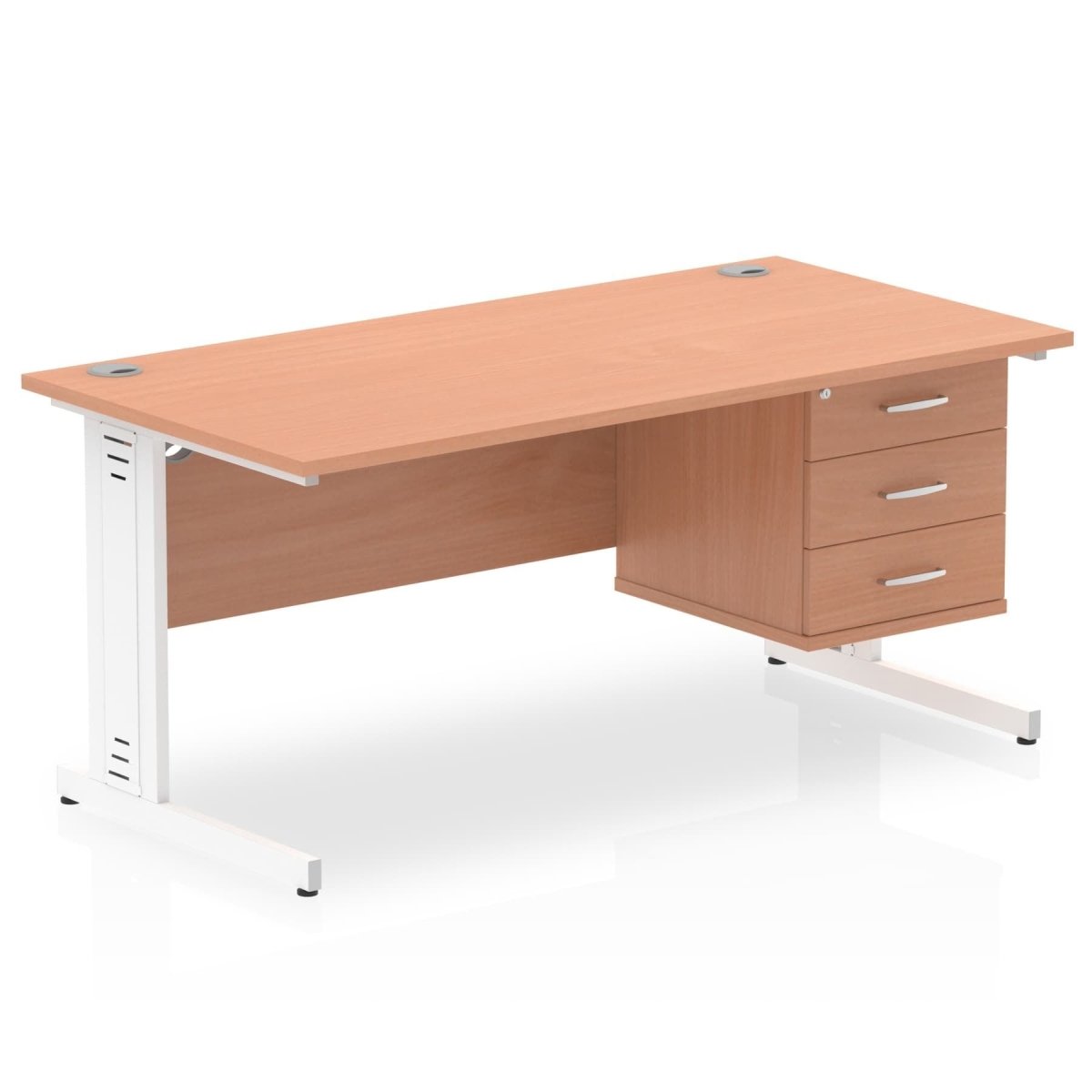 impulse-160mm-cable-managed-straight-desk-with-fixed-pedestal Dynamic  BEECH Desk Colour 2 Drawer & 3 Drawer 