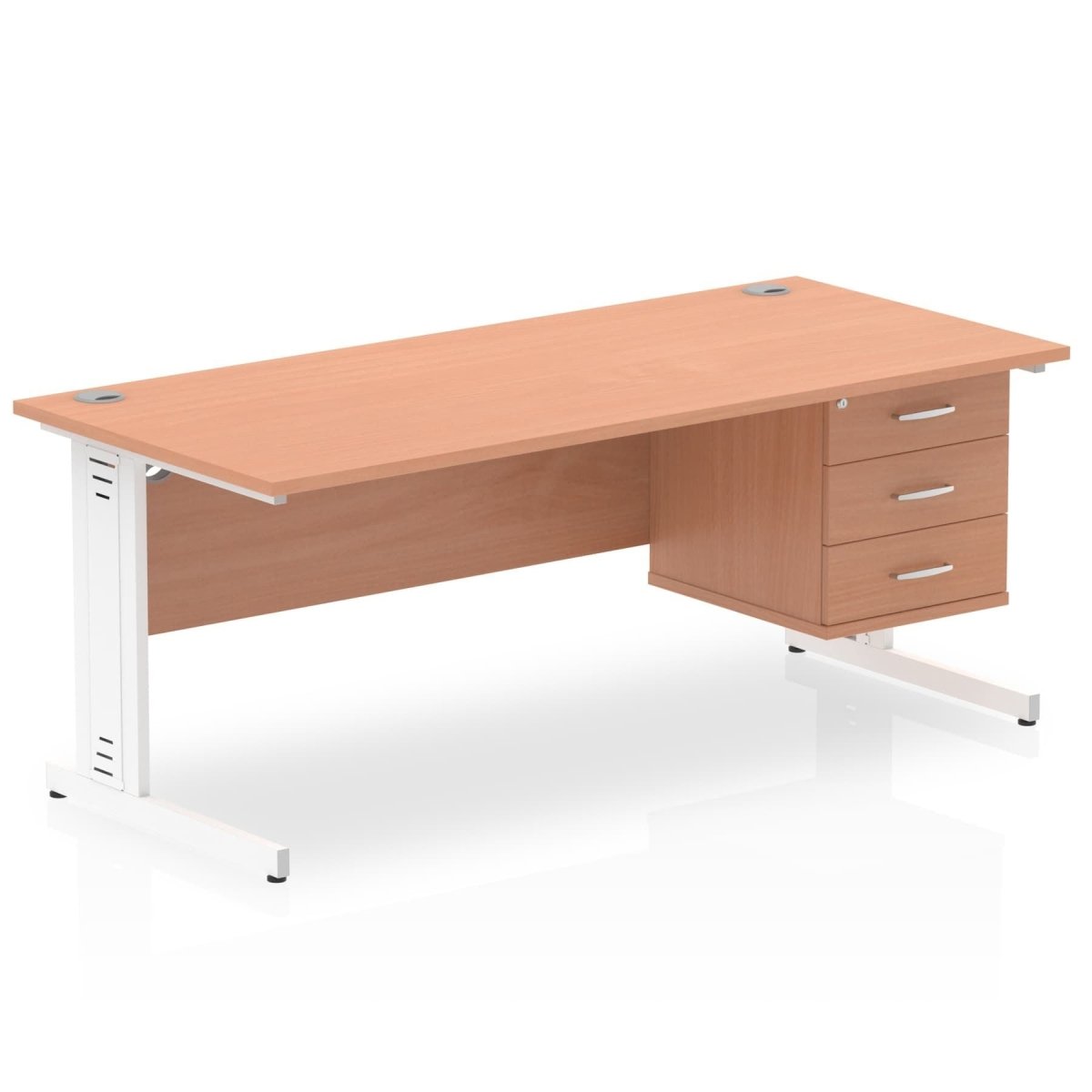 Office furniture impulse-180mm-cable-managed-straight-desk-with-fixed-pedestal Dynamic  BEECH Desk Colour 3 Drawer 