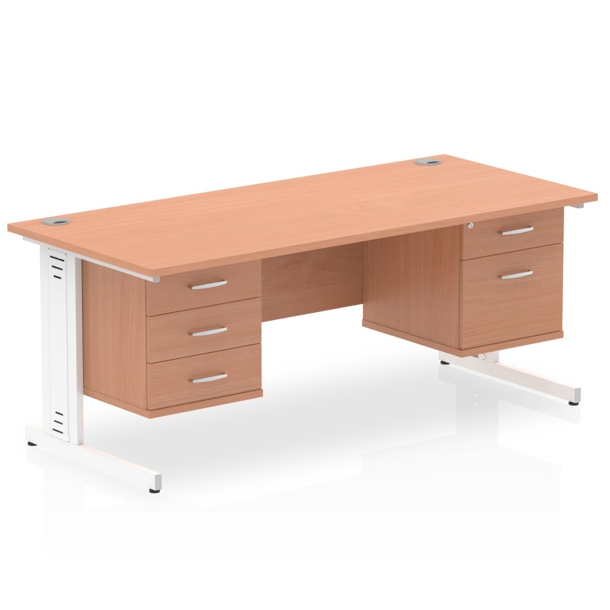 Office furniture impulse-160mm-cable-managed-straight-desk-with-fixed-pedestal Dynamic  BEECH Desk Colour 2 Drawer x2 