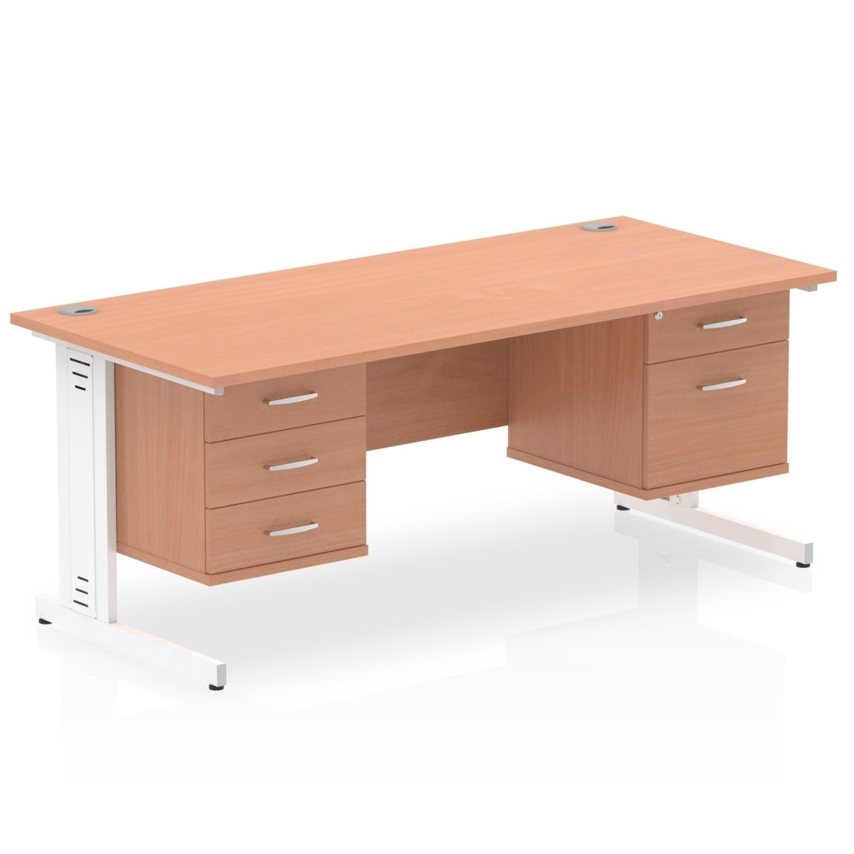 Office furniture impulse-180mm-cable-managed-straight-desk-with-fixed-pedestal Dynamic  BEECH Desk Colour 2 Drawer 