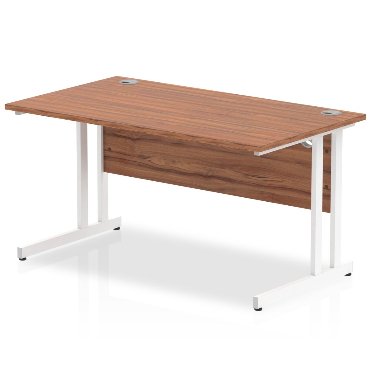 Office furniture impulse-140mm-straight-desk-cantilever-leg Dynamic  White Colour Walnut 