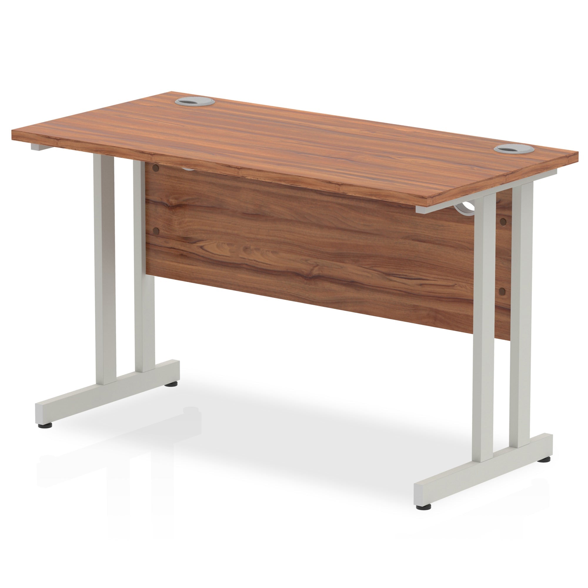 Office furniture impulse-120mm-slimline-desk-cantilever-leg Dynamic  White Colour Walnut 
