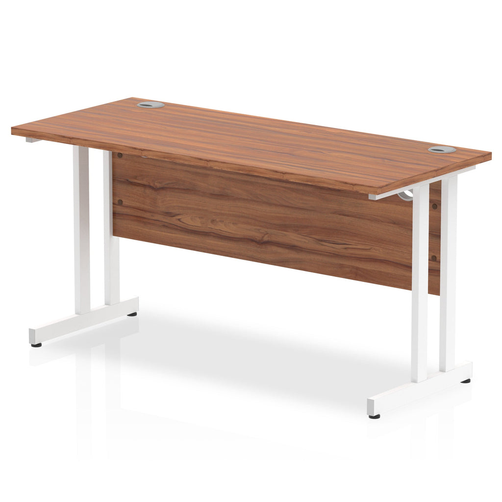 Office furniture impulse-140mm-slimline-desk-cantilever-leg Dynamic  White Colour Walnut 
