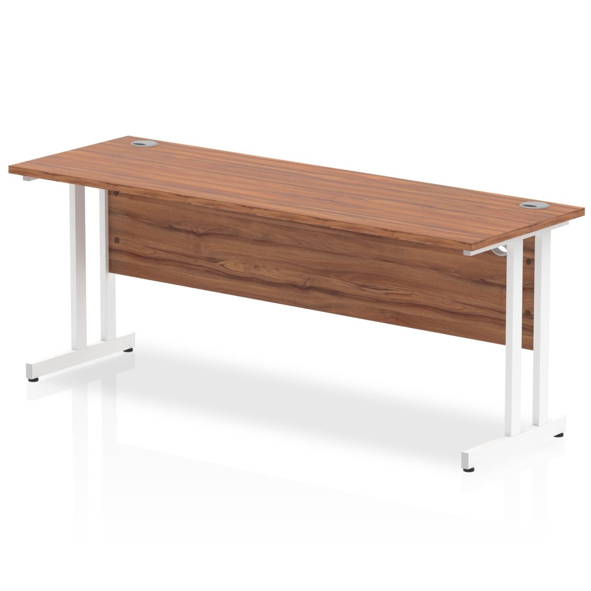 Office furniture impulse-180mm-slimline-desk-panel-end-leg Dynamic  Walnut Desk Colour White Leg