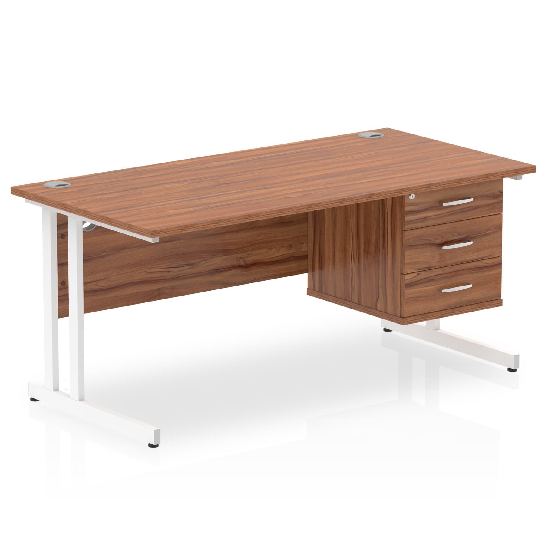 Office furniture impulse-cantilever-straight-desk-white-frame-with-fixed-pedestal Dynamic  OAK 160 Wide 2 Drawer x2