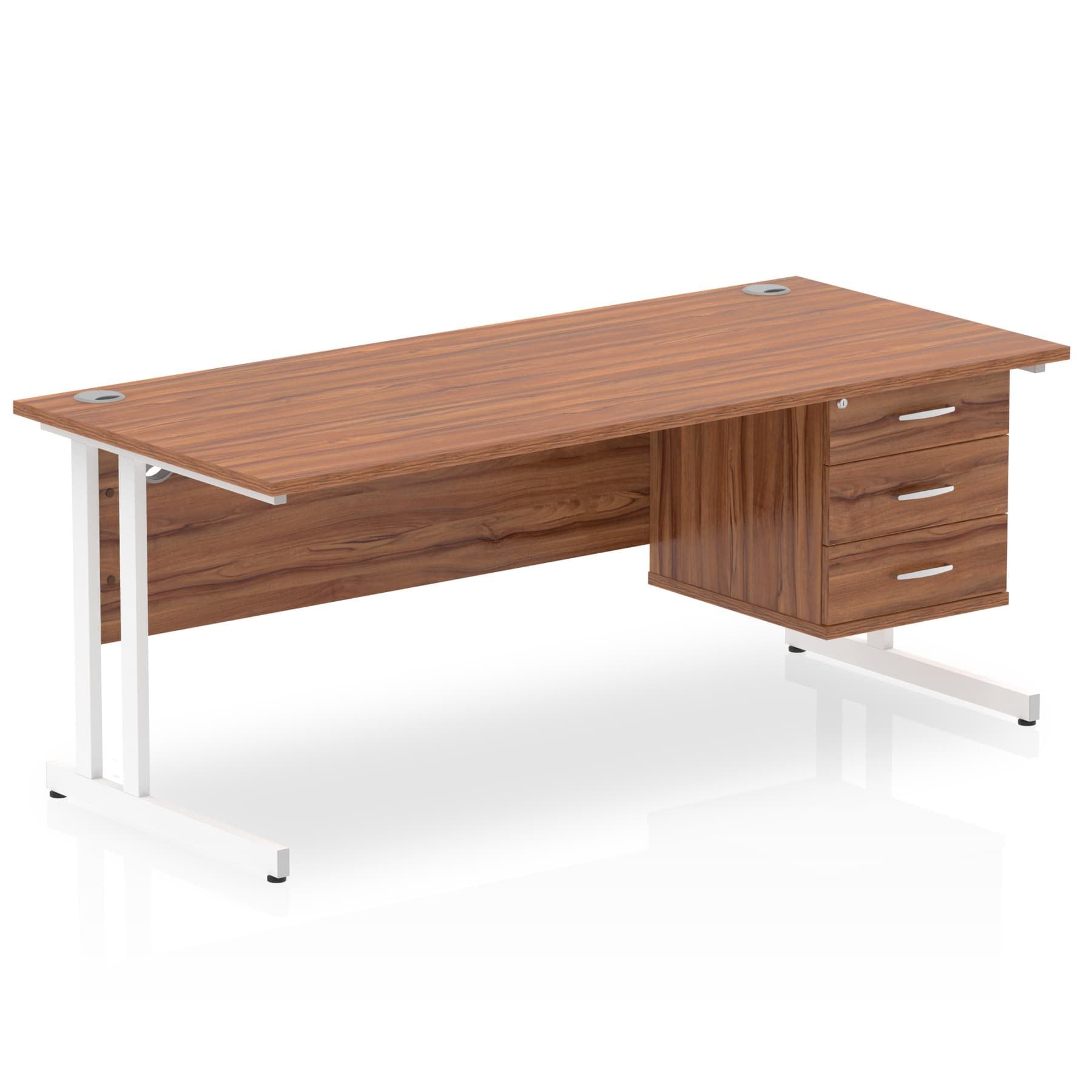 Office furniture impulse-cantilever-straight-desk-white-frame-with-fixed-pedestal Dynamic  MAPLE 180 Wide 2 Drawer x2