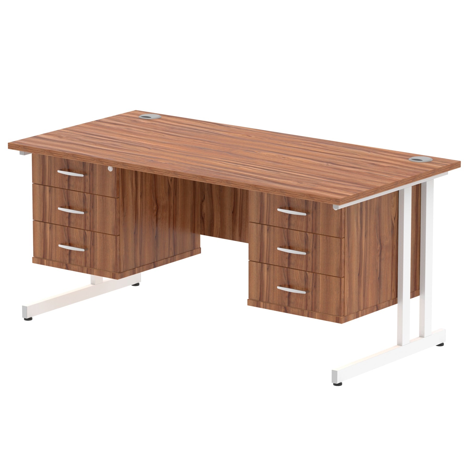 Office furniture impulse-cantilever-straight-desk-white-frame-with-fixed-pedestal Dynamic  OAK 160 Wide 3 Drawer x2