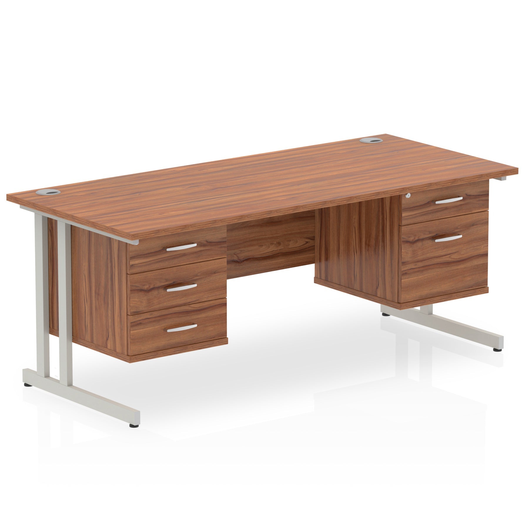impulse-cantilever-straight-desk-silver-frame-with-fixed-pedestal Dynamic  OAK 160 Wide 2 Drawer & 3 Drawer
