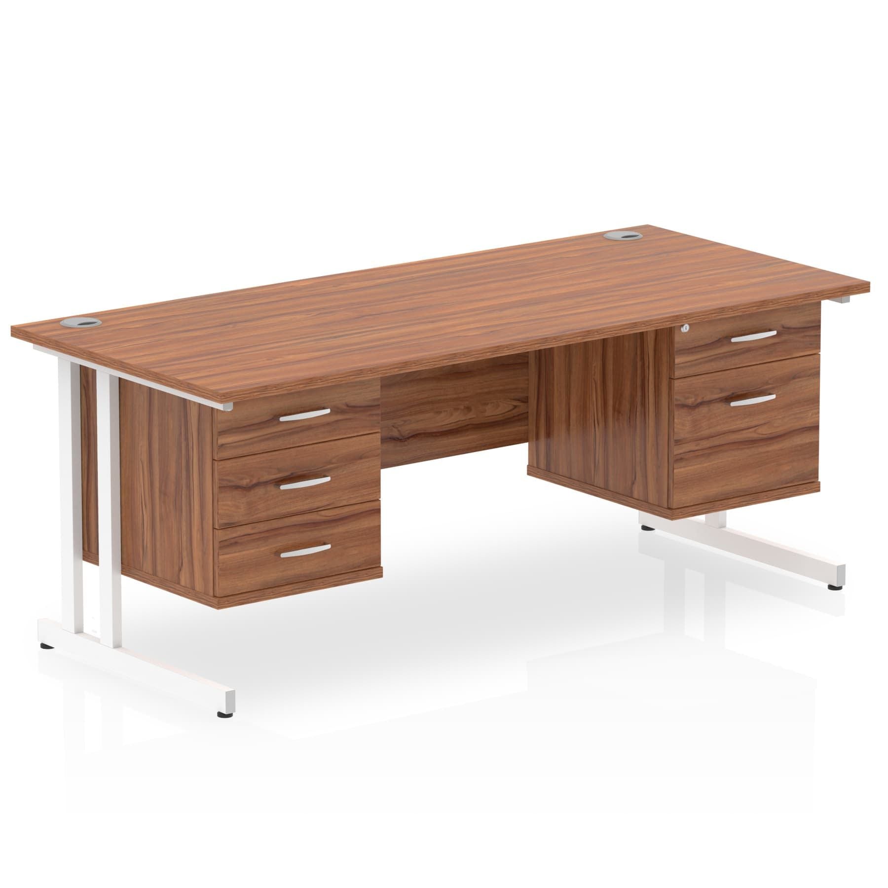 Office furniture impulse-cantilever-straight-desk-white-frame-with-fixed-pedestal Dynamic  OAK 160 Wide 2 Drawer