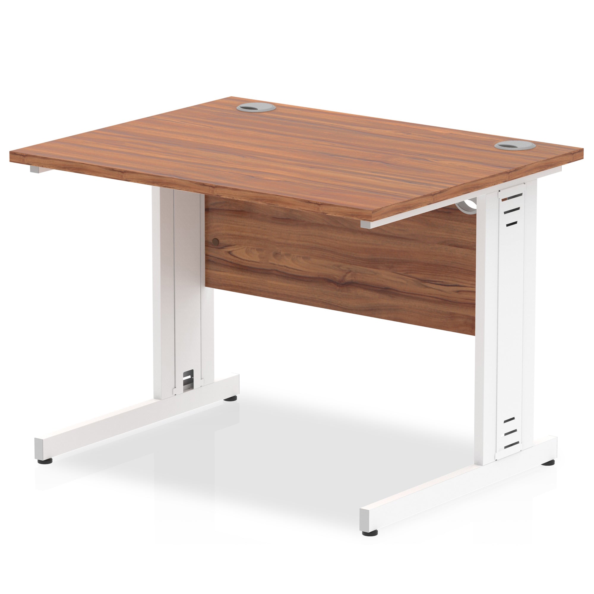 Office furniture impulse-100mm-straight-desk-cable-managed-leg Dynamic  White Colour Walnut 